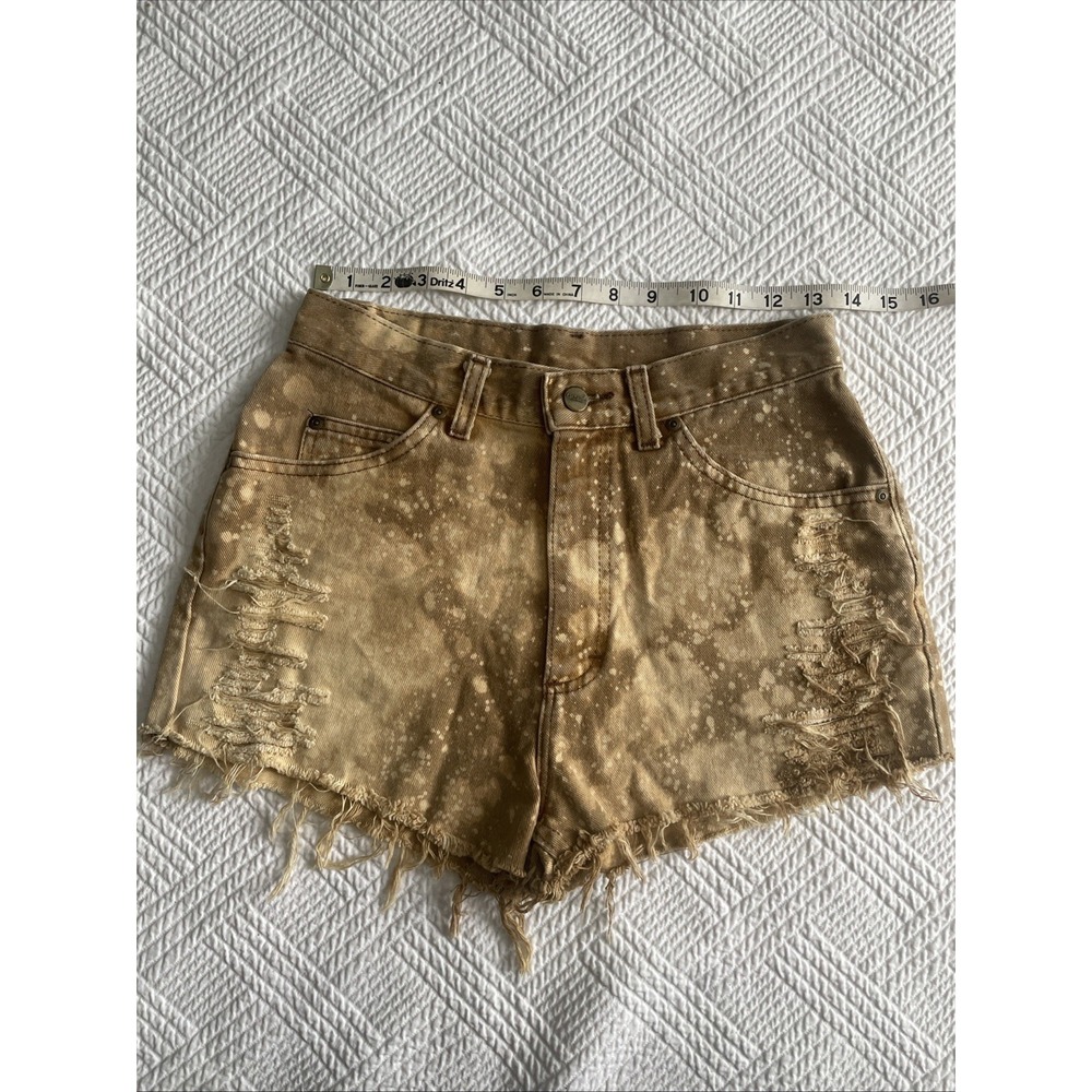 LL Bean Brown Tan Denim Women's Distressed Shorts 27" Waist Gorpcore Hiking